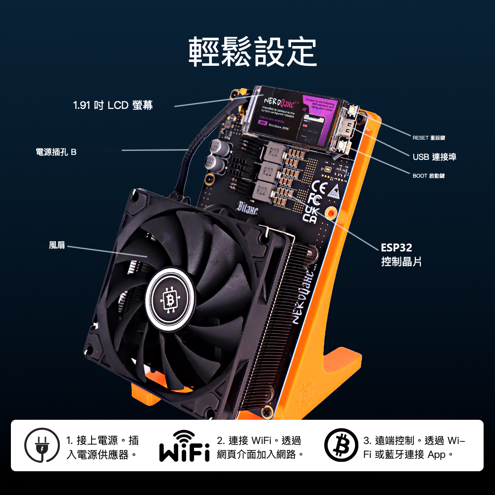 
Starminer 礦機設定與連接埠說明。 顏色：橘色。
