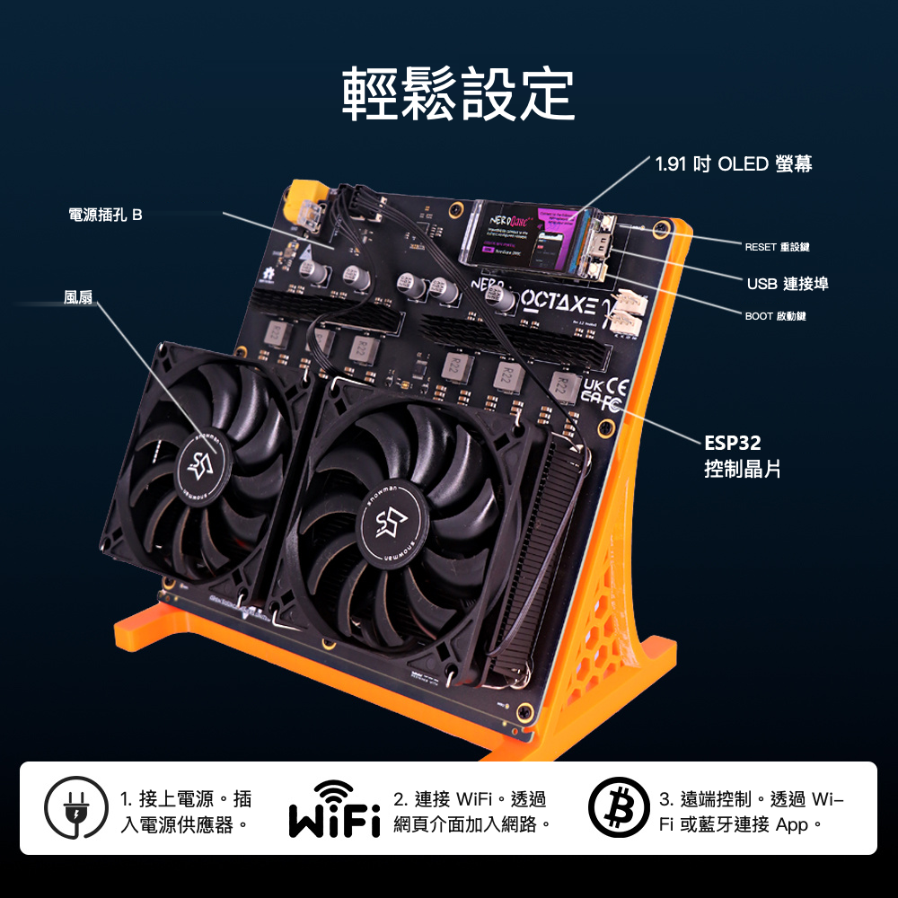 
Starminer 礦機設定與連接埠說明。 顏色：橘色。
