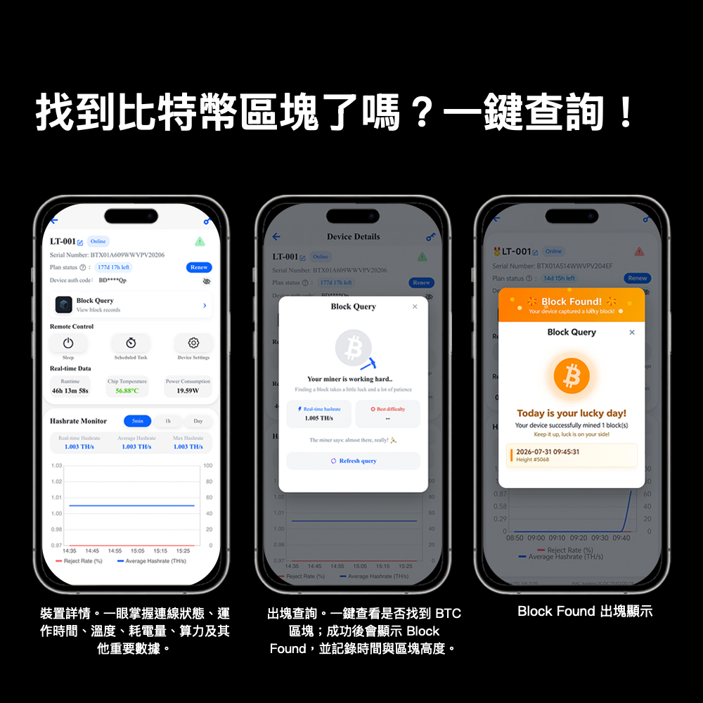 
Starminer App 出塊查詢說明；畫面紀錄僅供功能示範。
