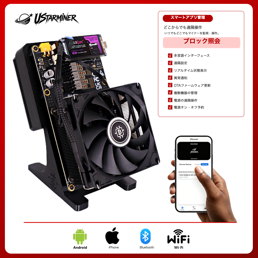 
Ustarminer NerdQaxe++ Rev6.1 6T ビットコインマイナー：製品画像。
