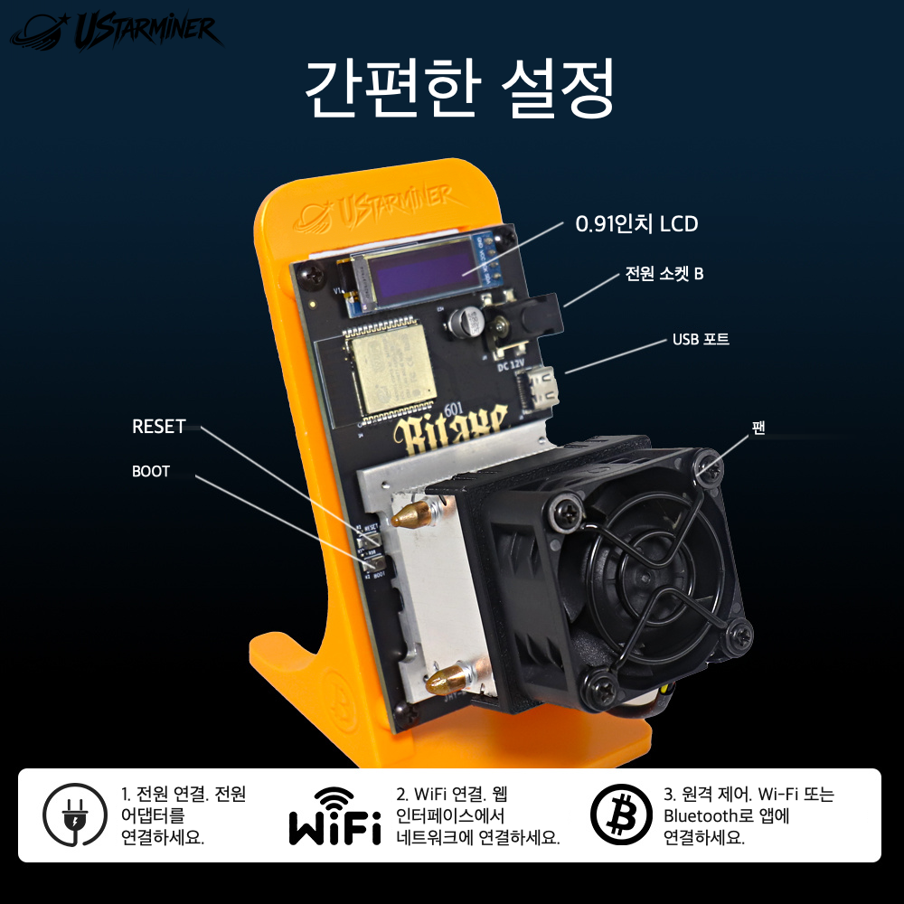 
Ustarminer Bitaxe Gamma 602 1.8T 비트코인 채굴기 제품 이미지
