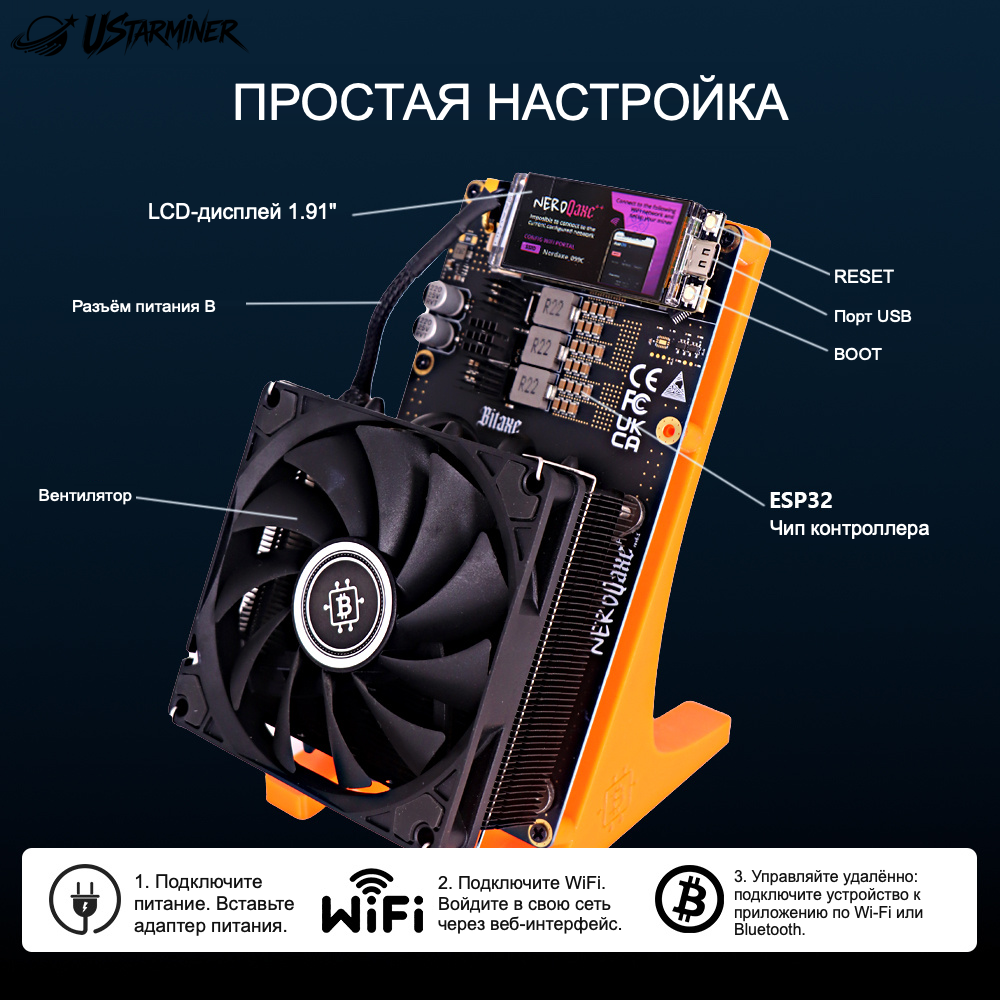
Bitcoin-майнер Ustarminer NerdQaxe++ 4.8T — изображение товара
