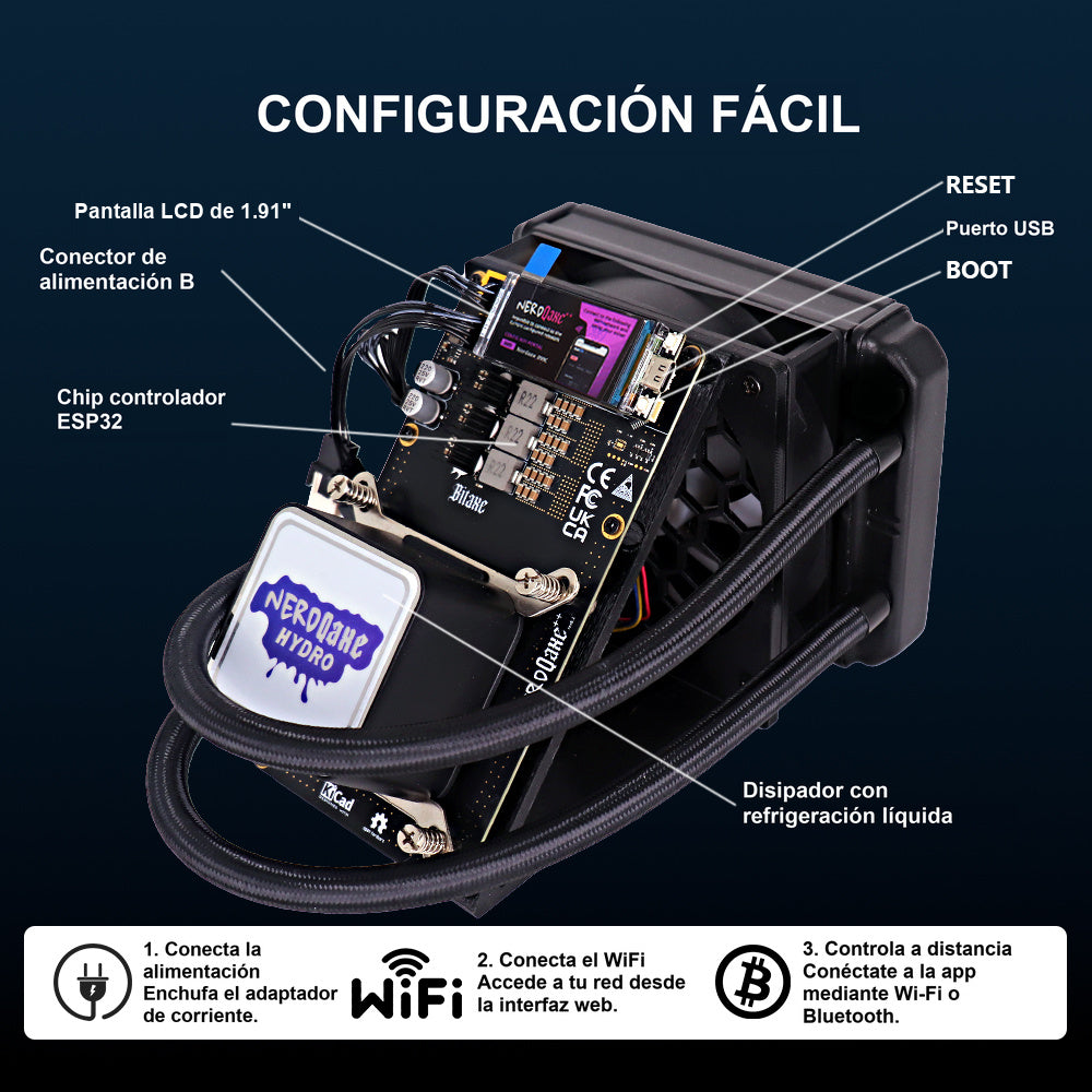 
Configuración del minero Starminer. Color: negro.