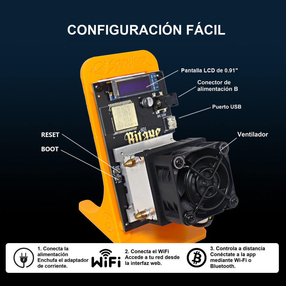 
Configuración del minero Starminer. Color: naranja.