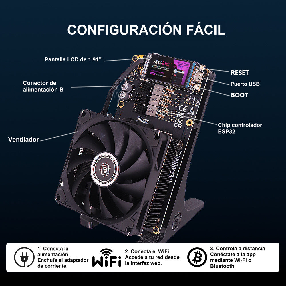 
Configuración del minero Starminer. Color: negro.