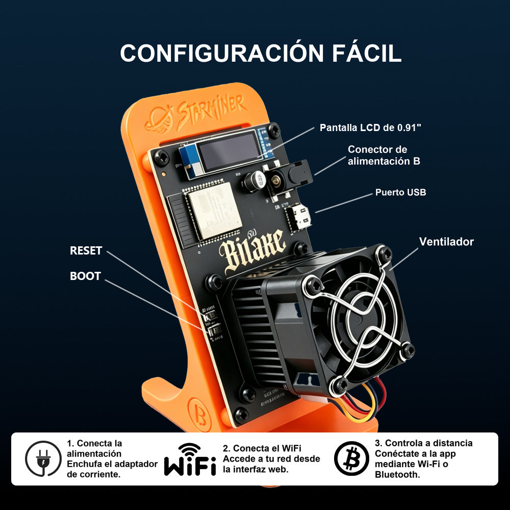 
Configuración del minero Starminer. Color: naranja.